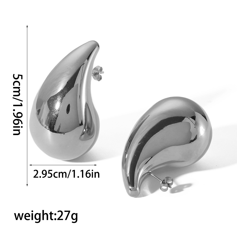 Chubby hollow drop earrings stainless steel earrings 18k gold geometric ear stud earrings