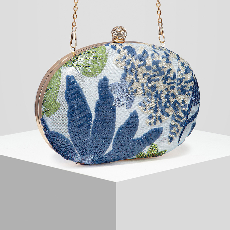 New Sequins Embroidered Evening Bag Clutch Evening Bag Wedding Bag Random Pattern