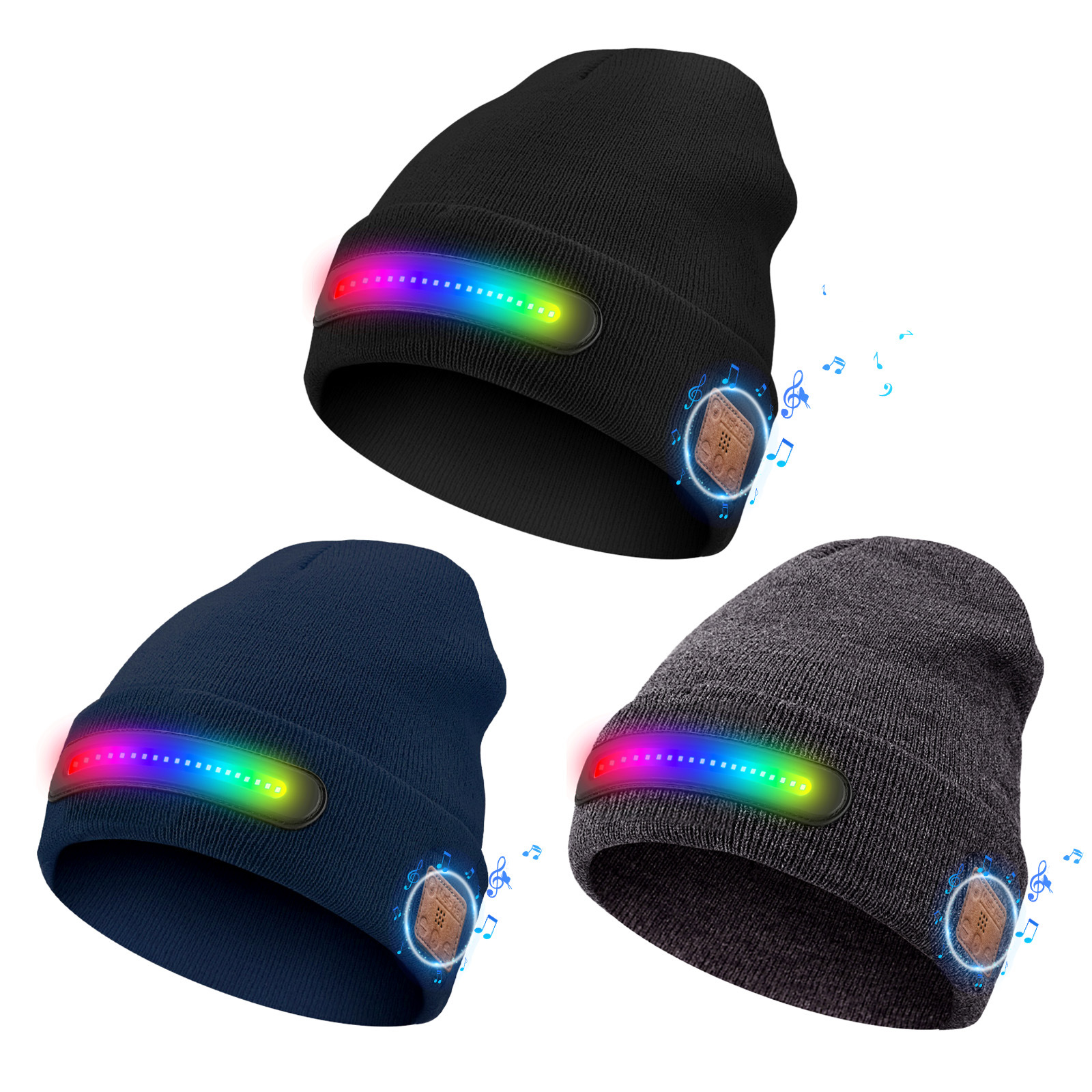 New LED colorful lighting rechargeable Bluetooth music hat Halloween party colorful light-up hat TIKTOK