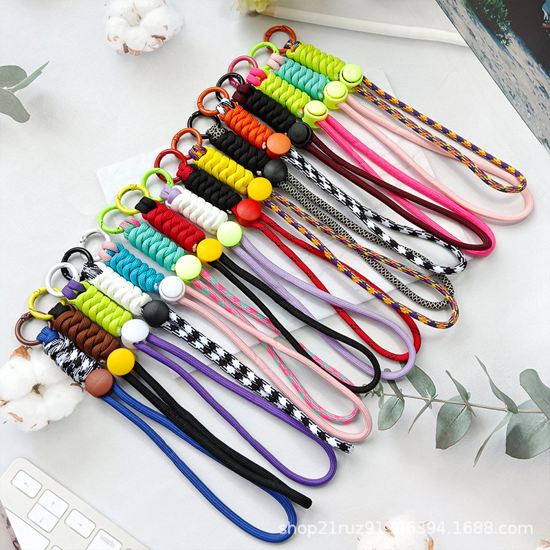 Phone diagonal lanyard long color-block knot colorful phone case original design