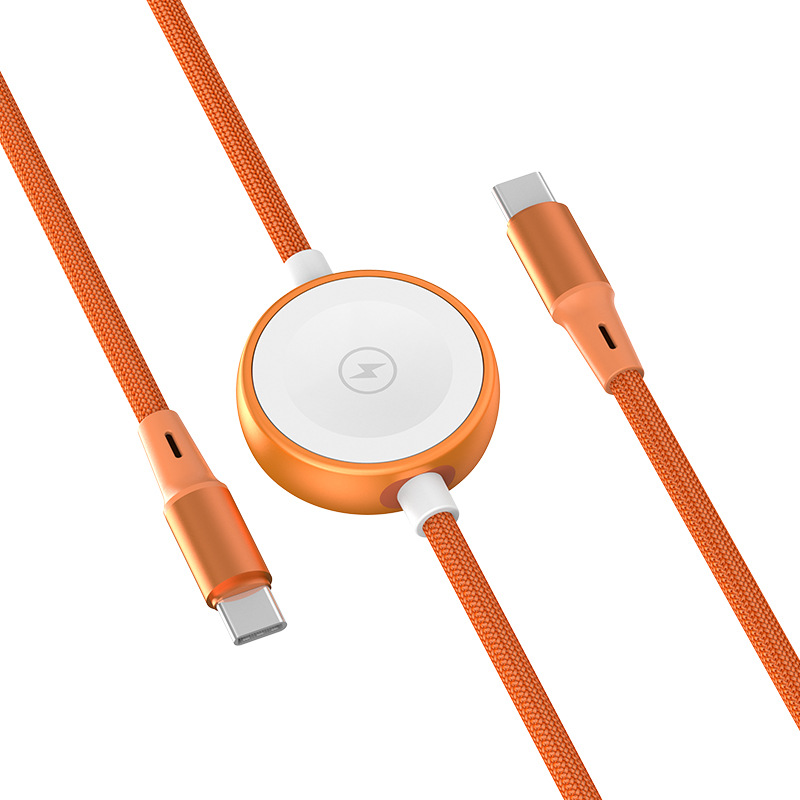 2-in-1 PD100W Watch Wireless Charging Data Cable Fast Charging Braided Cable for Apple Watch