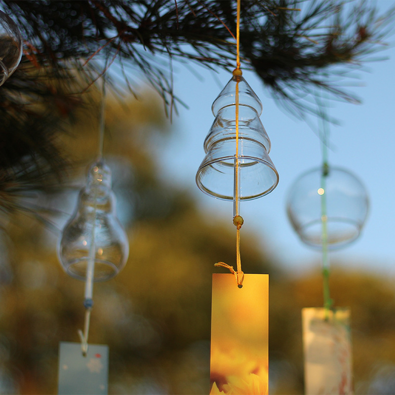 Transparent Glass Wind Chime Student DIY Graffiti Hand-Painted Wind Chime Spring Festival Outdoor Hanging Decoration for Scenic Spots