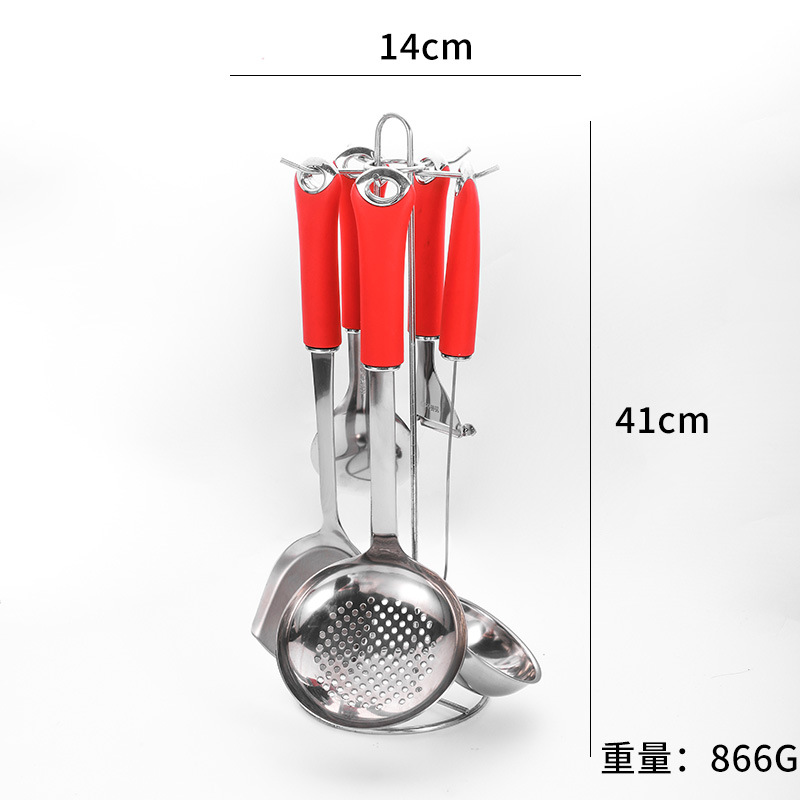 Stainless Steel Soup Spoon Slotted Spoon Kitchen Utensil Set Wok Spatula Oil Separating Spoon Ice Cream Spoon Egg Beater Stir-fry Spoon High Temperature Resistant
