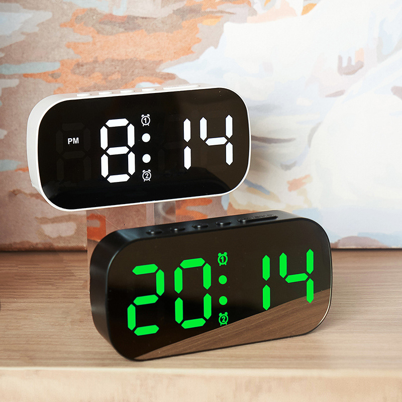 Simple LED Digital Electronic Clock Digital Desktop Small Alarm Clock Student Children Mirror Alarm Clock 6637