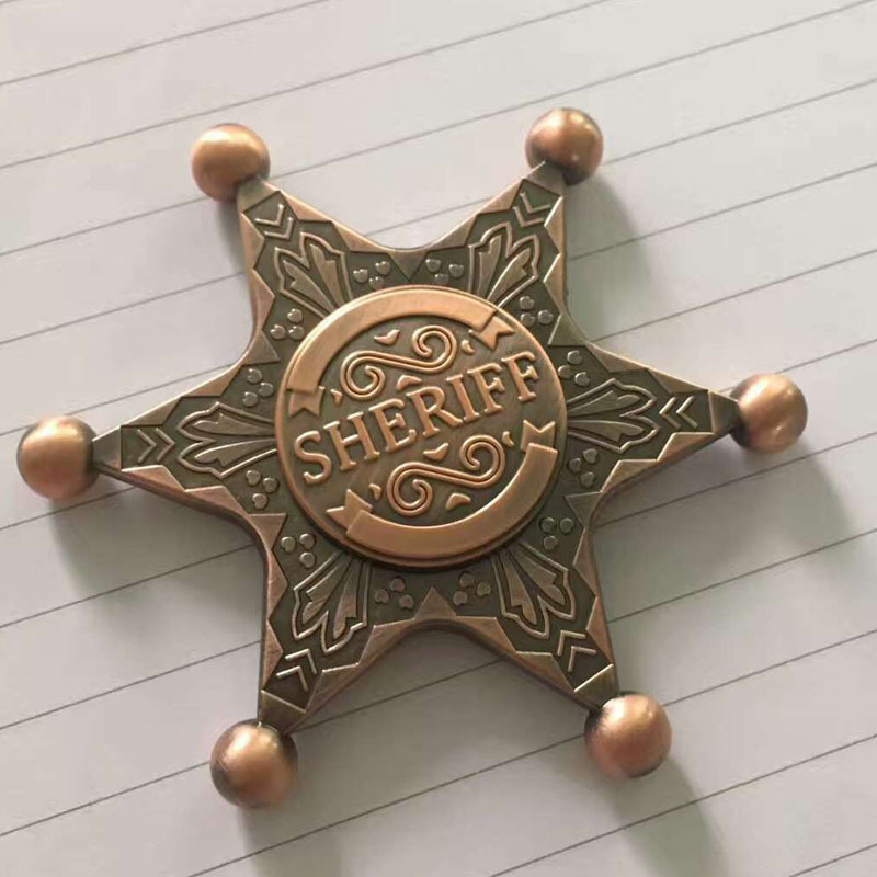 Hexagonal Neptune Sheriff Badge Finger Finger Spinner Child Werewolf Kill Board Game Toy