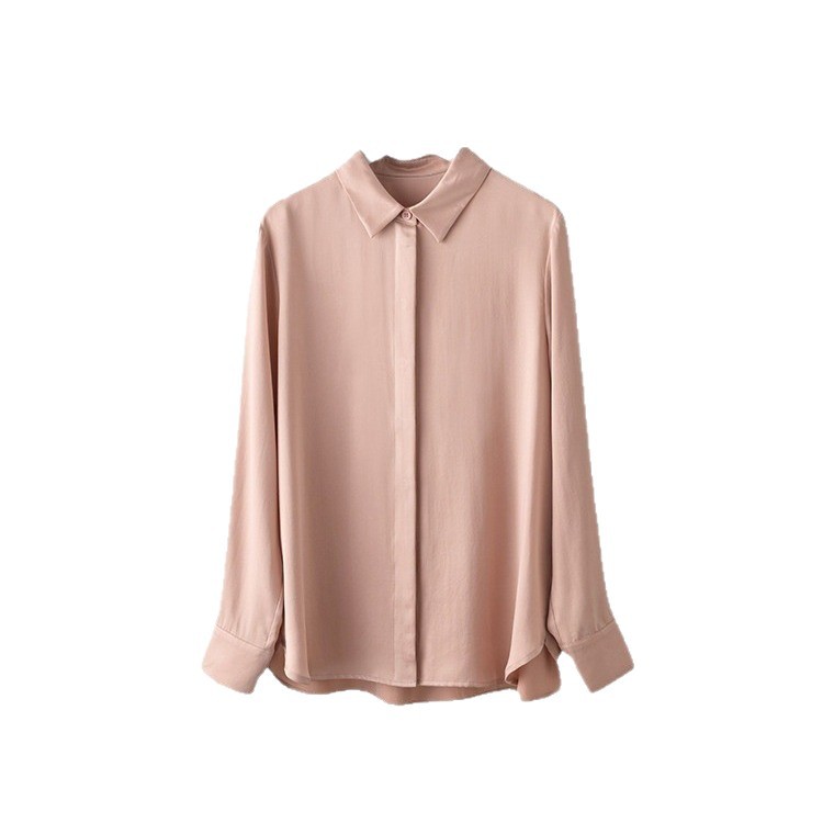 2026 Spring Summer New Silk Blouse for Women Mulberry Silk Long Sleeve Square Collar Loose Satin Sandwashed Shirt Plus Size Women's Clothing