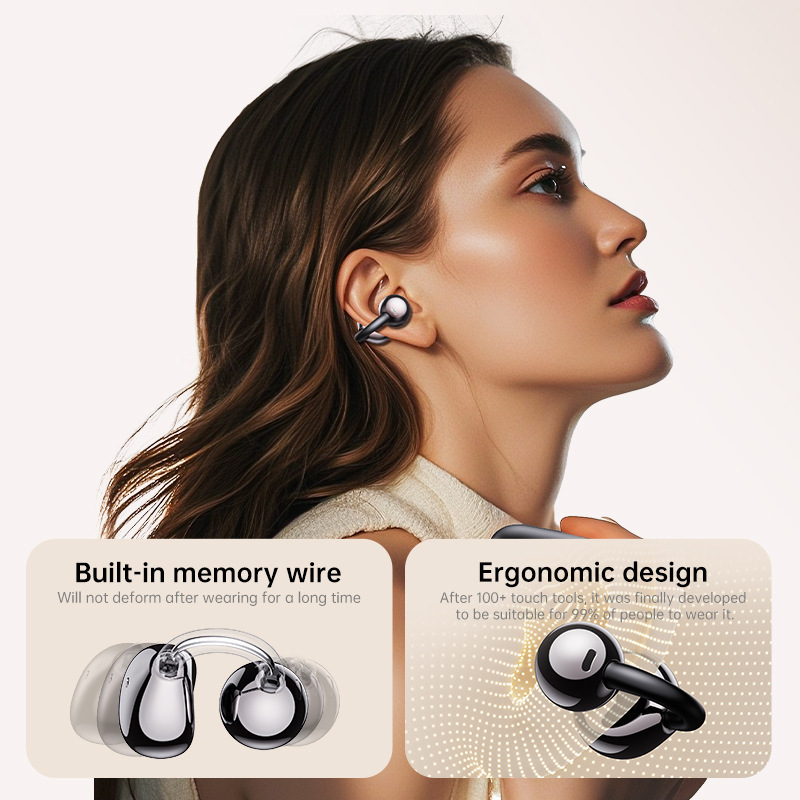 New XG42 Smart Translation Bluetooth Earphone OWS Clip-On Wireless Dual Ear Stereo HIFI Earphone