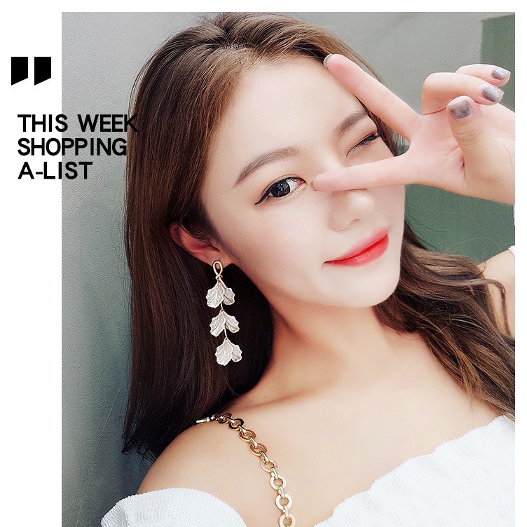 S925 Silver Needle Simple Long Shell Flower Earrings for Women Fresh Shell Flower Tassel Ear Accessories