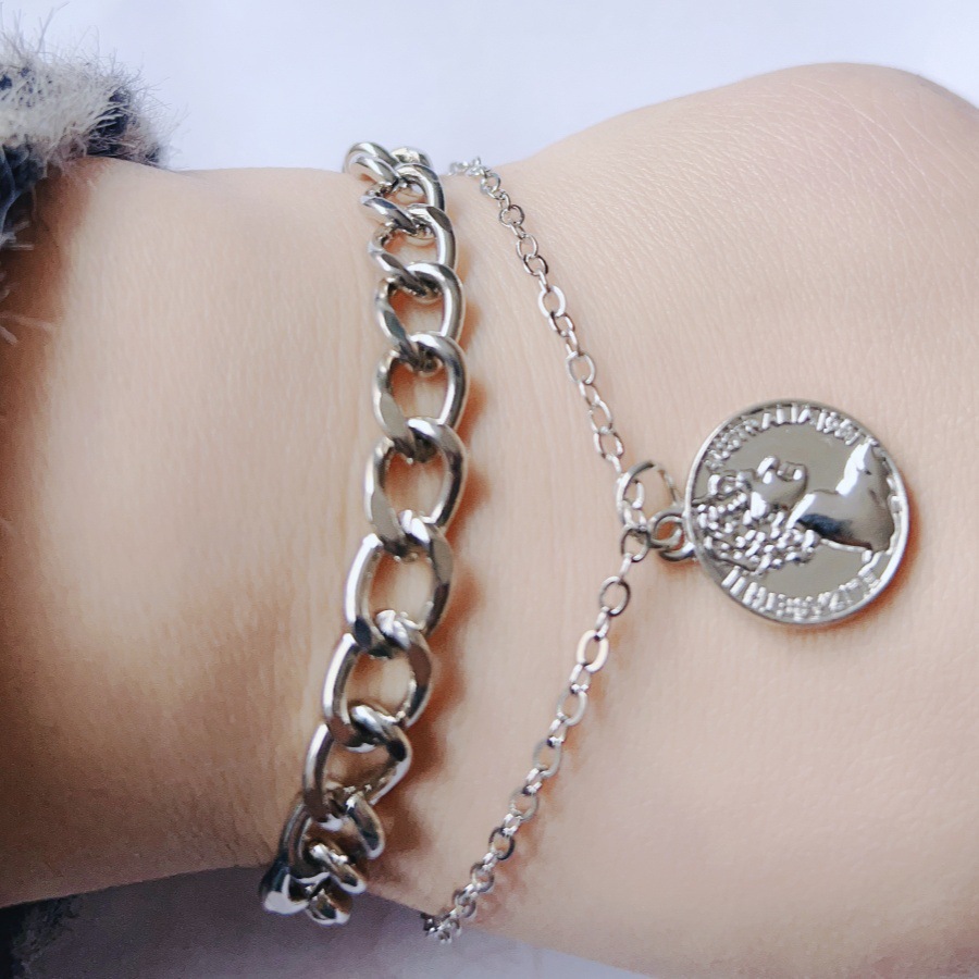 Multi-Layer Layered Gold Coin Necklace Medusa Head Coin Choker Hip Hop Style Necklace
