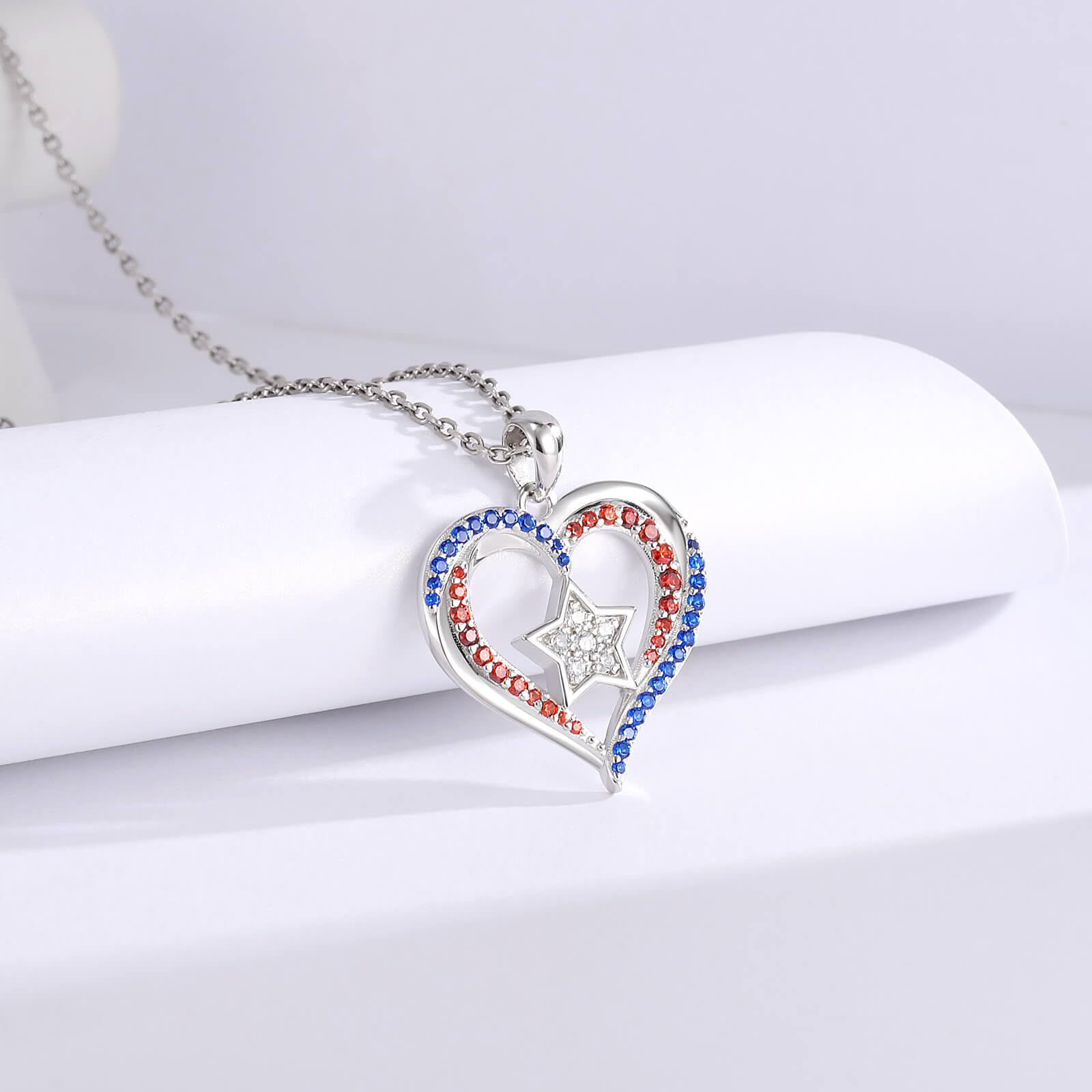American Flag Necklace Rhinestone Necklace - July 4th Bracelet - Independence Day