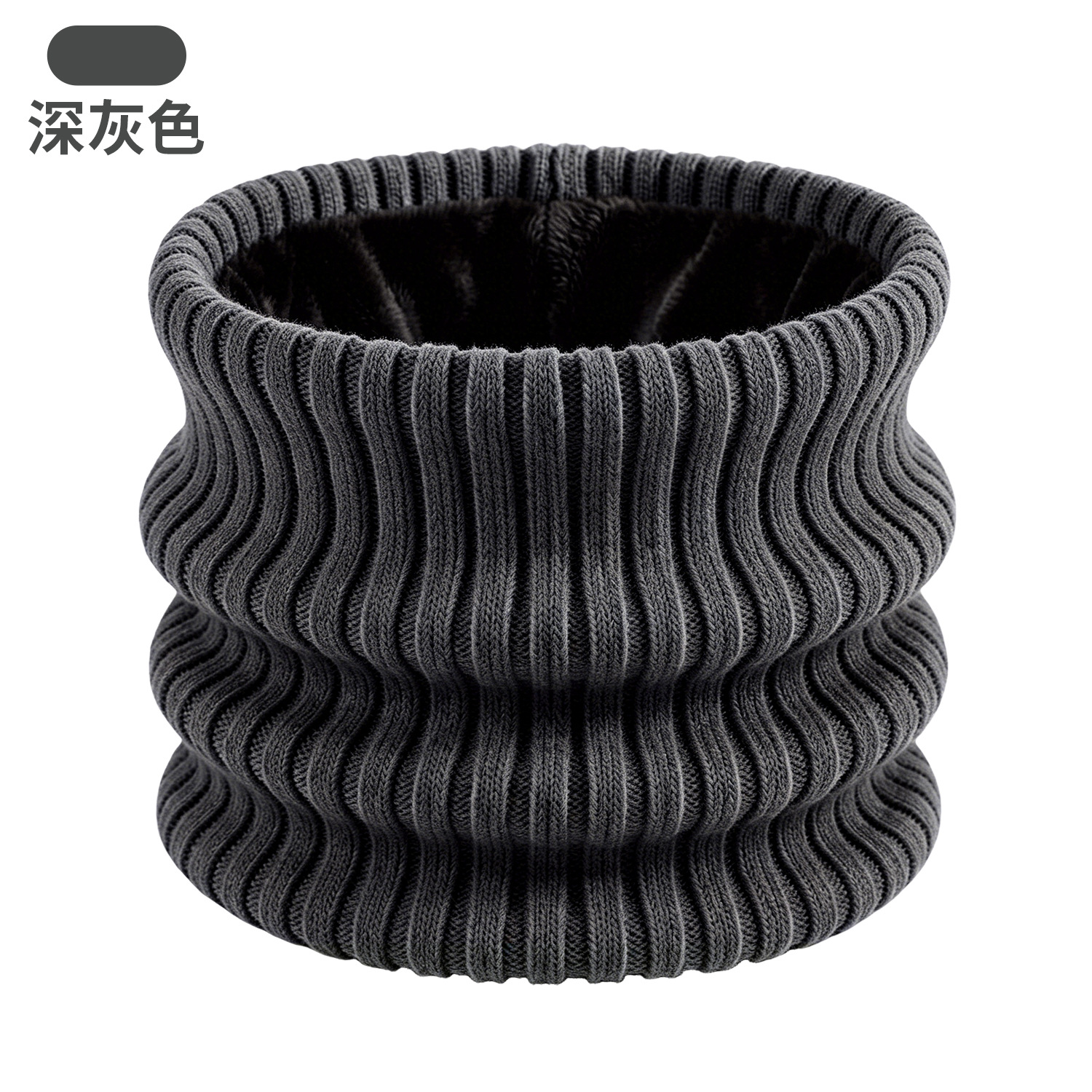 Winter Adult Neck Gaiter Double-Layer Fleece-Lined Thick Warm Unisex High-Neck Wool Knit Scarf Windproof