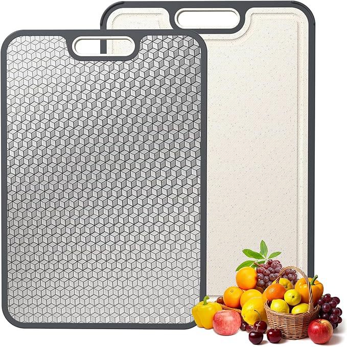 Anti-mold double-sided pure titanium cutting board double-sided stainless steel cutting board antibacterial household panel wheat straw sticky board