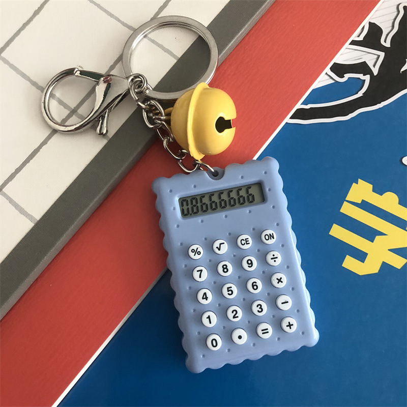 Biscuit Type Mini Calculator Bell Keychain Pendant Student Portable Palm Cute Computer