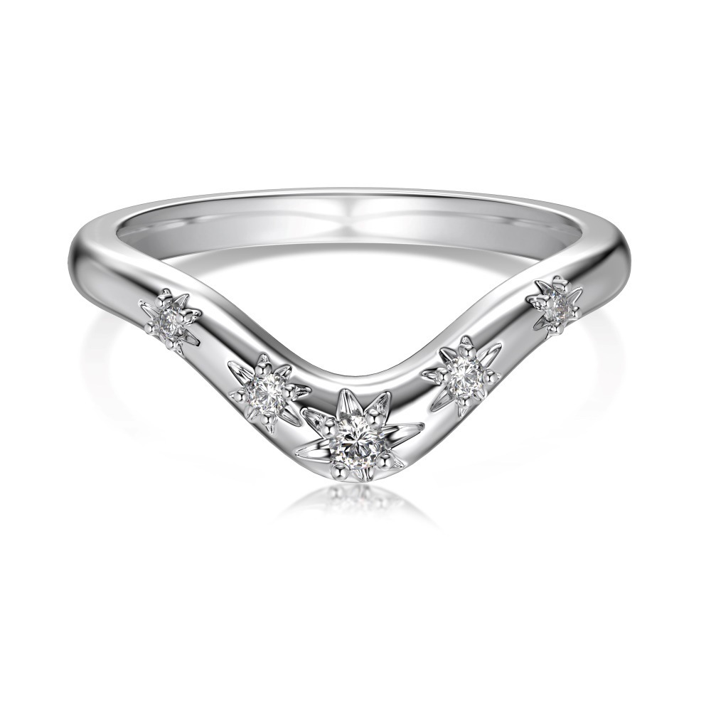 Small S925 sterling silver ring for women, simple row drill irregular closed ring