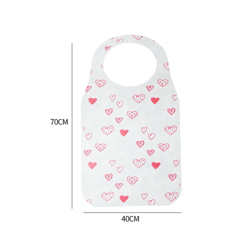 New disposable non-woven apron love breathable printed family dining eating barbecue restaurant cover apron