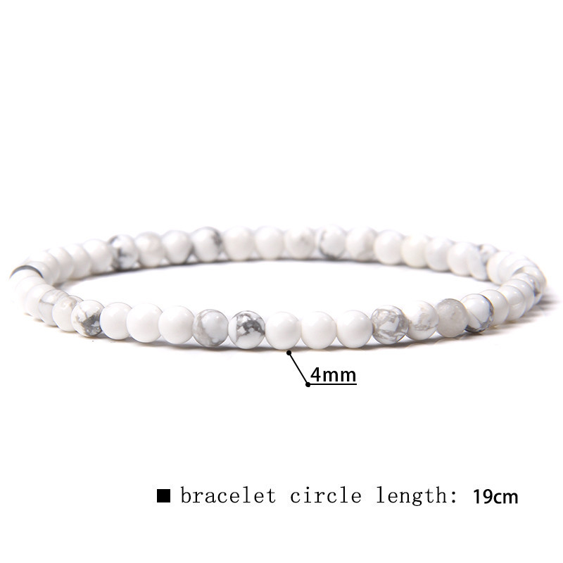 4mm artificial stone bead bracelet for men, simple elastic rope bracelet