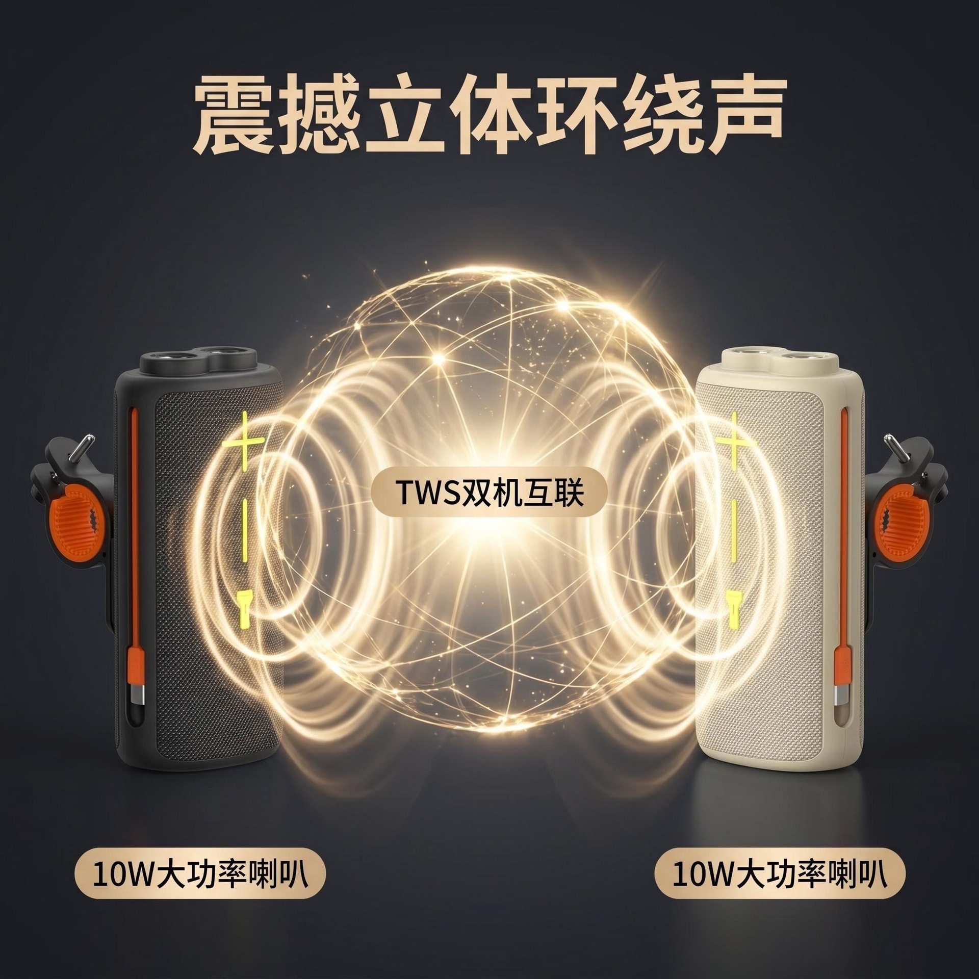 New TG493 Bluetooth Speaker Cycling Flashlight Power Bank Speaker Multifunctional Portable TWS Subwoofer