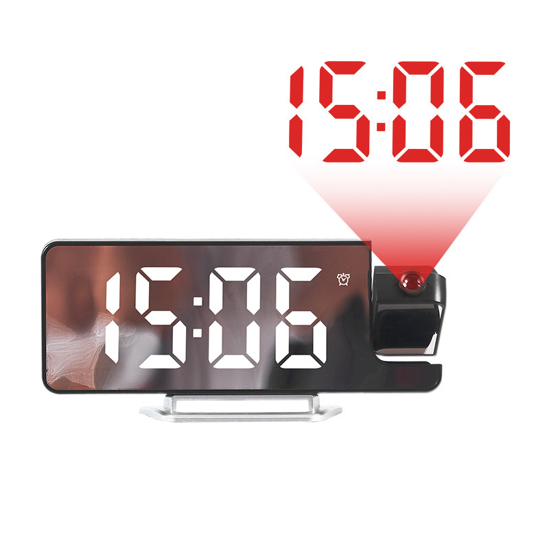 LED Large Screen Mirror Projection Alarm Clock Display Temperature Sensing Electronic Clock 673