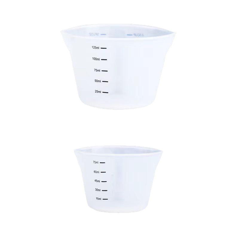 High temperature resistant silicone measuring cup 125ml 250ml liquid measuring cup set graduated measuring cup kitchen baking tool