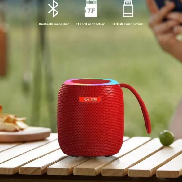 309 Wireless Bluetooth Speaker Colorful Light Audio Outdoor Heavy Bass Subwoofer Heavy Bass Gift Small Speaker