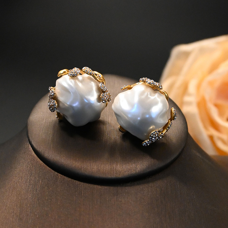 Vintage accessories brass inlaid baroque natural stone bud ring 2025