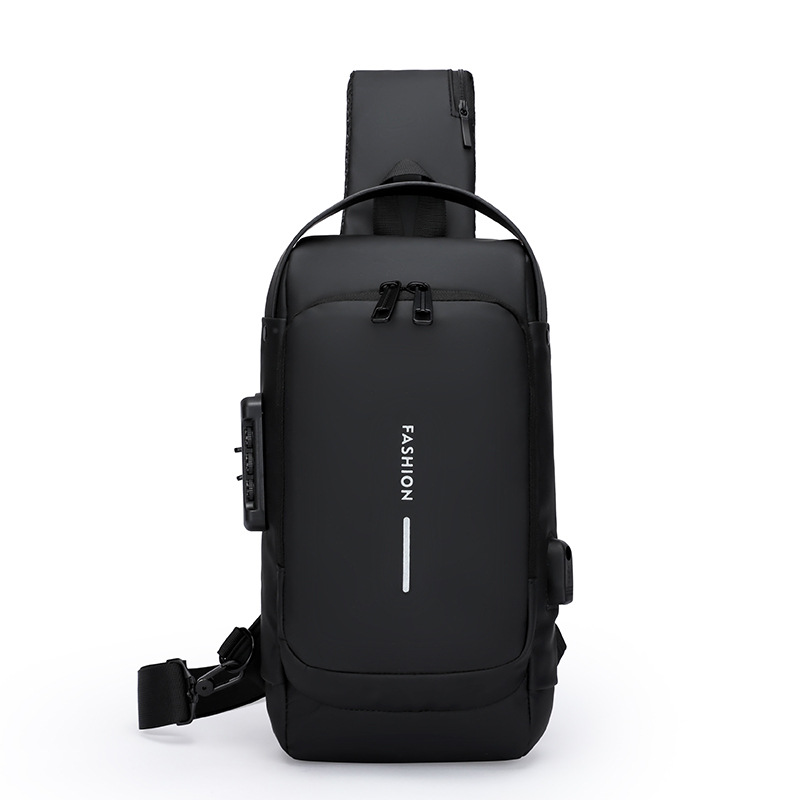 Men's motorcycle password lock anti-theft chest bag shoulder bag cycling backpack multifunctional USB crossbody bag