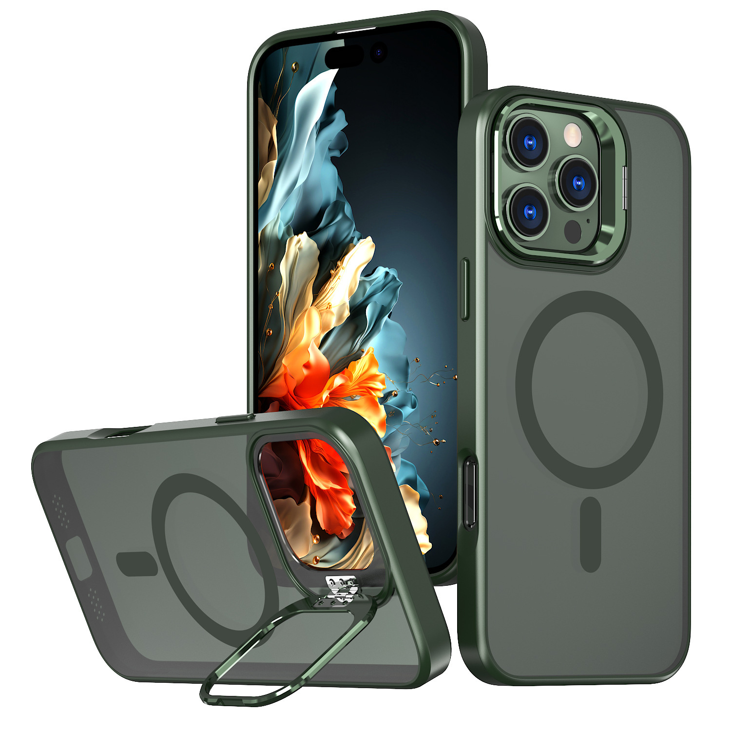 For iPhone17promax Ultra Crystal Armor 17pro Phone Stand Apple 17/16/15/14 Protective Case