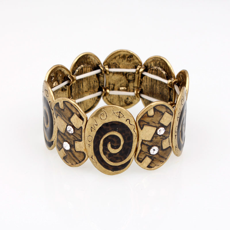 S39 Women's Elastic Oil Drop Bracelet Antique Bronze Enamel Color Bracelet Accessories