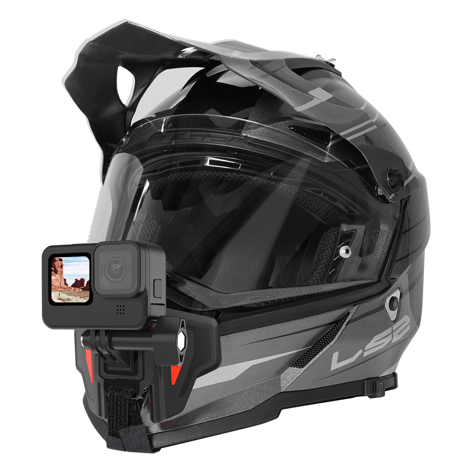 TELESIN Motorcycle Helmet Chin Strap Mount Moth Shape for GoPro13 DJI 5 Pro