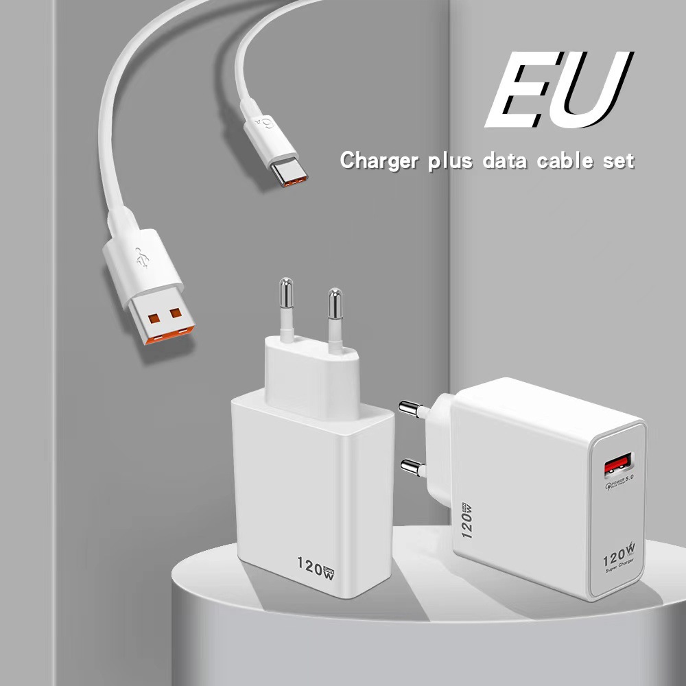 120W Fast Charger UK Plug for Xiaomi Huawei Super Fast Charging Charger Head Set