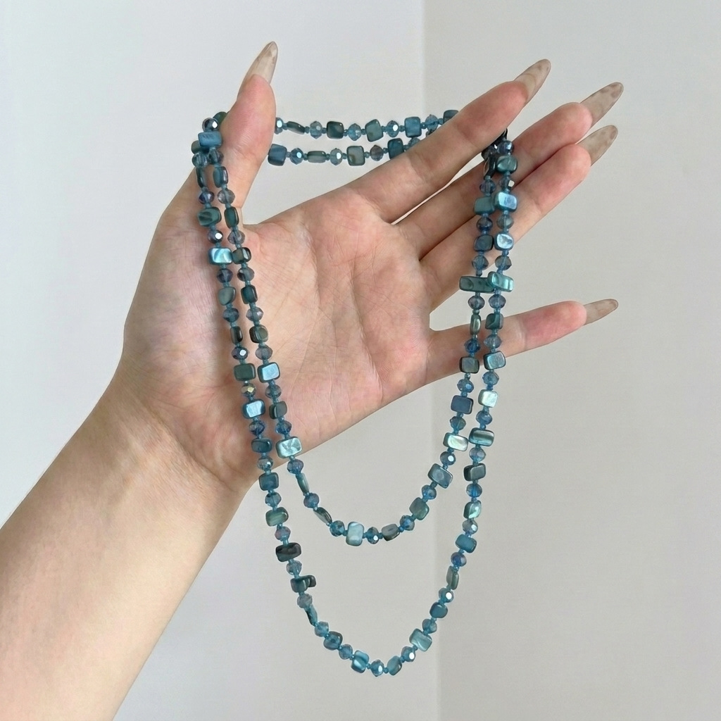 Colorful Natural Stone Beaded Accessories Bohemian Ethnic Style Necklace Niche Sweater Chain Women