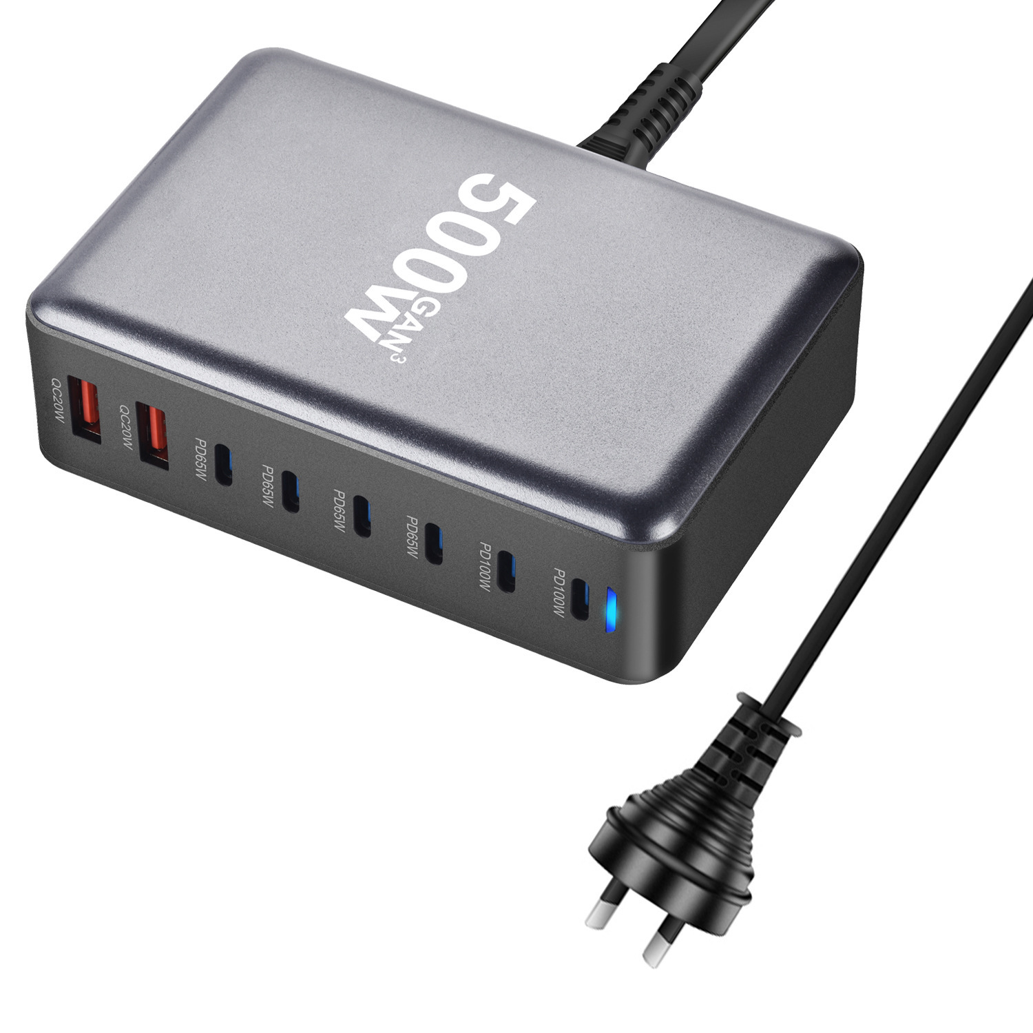 500W GaN PD Charger USB Multi-Port Fast Charging Desktop Charging Station 500W Desktop Charger