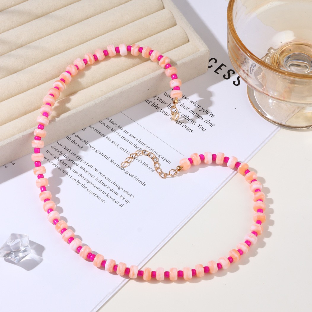 Colorful Natural Stone Abacus Bead Candy Color Round Bead Beaded Necklace