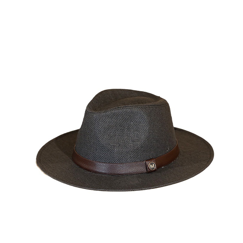 Spring/Summer New Fedora Panama Straw Woven Sun Hat Men's Belt Paper Straw Beach Hat