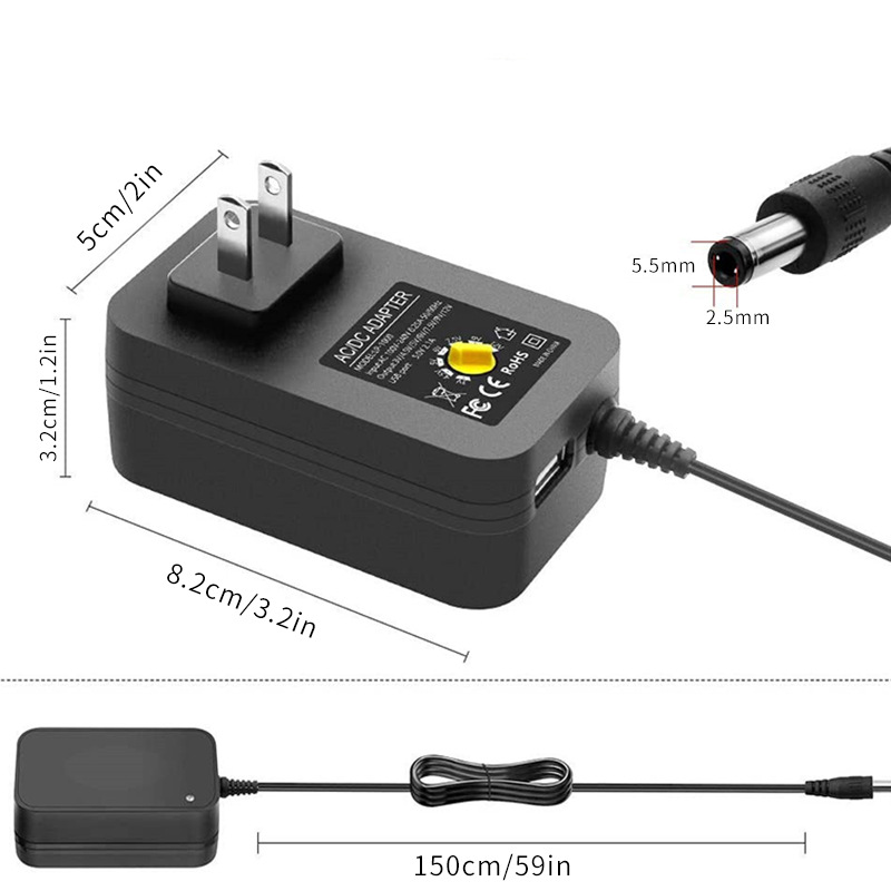 Power adapter 30W multi-function US standard charger 5V9V12V adjustable adapter high efficiency