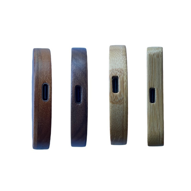 Round square bamboo wood magnetic 15W wireless charger for Apple magnetic wireless charger