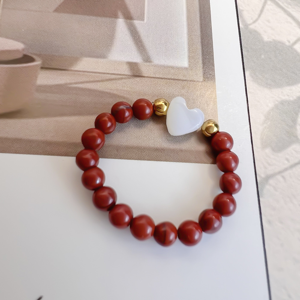 Colorful Natural Stone and Stainless Steel Bead Ring: Heart-Shaped Seashell DIY Craft—Sweet Set of Rings for the Index Finger