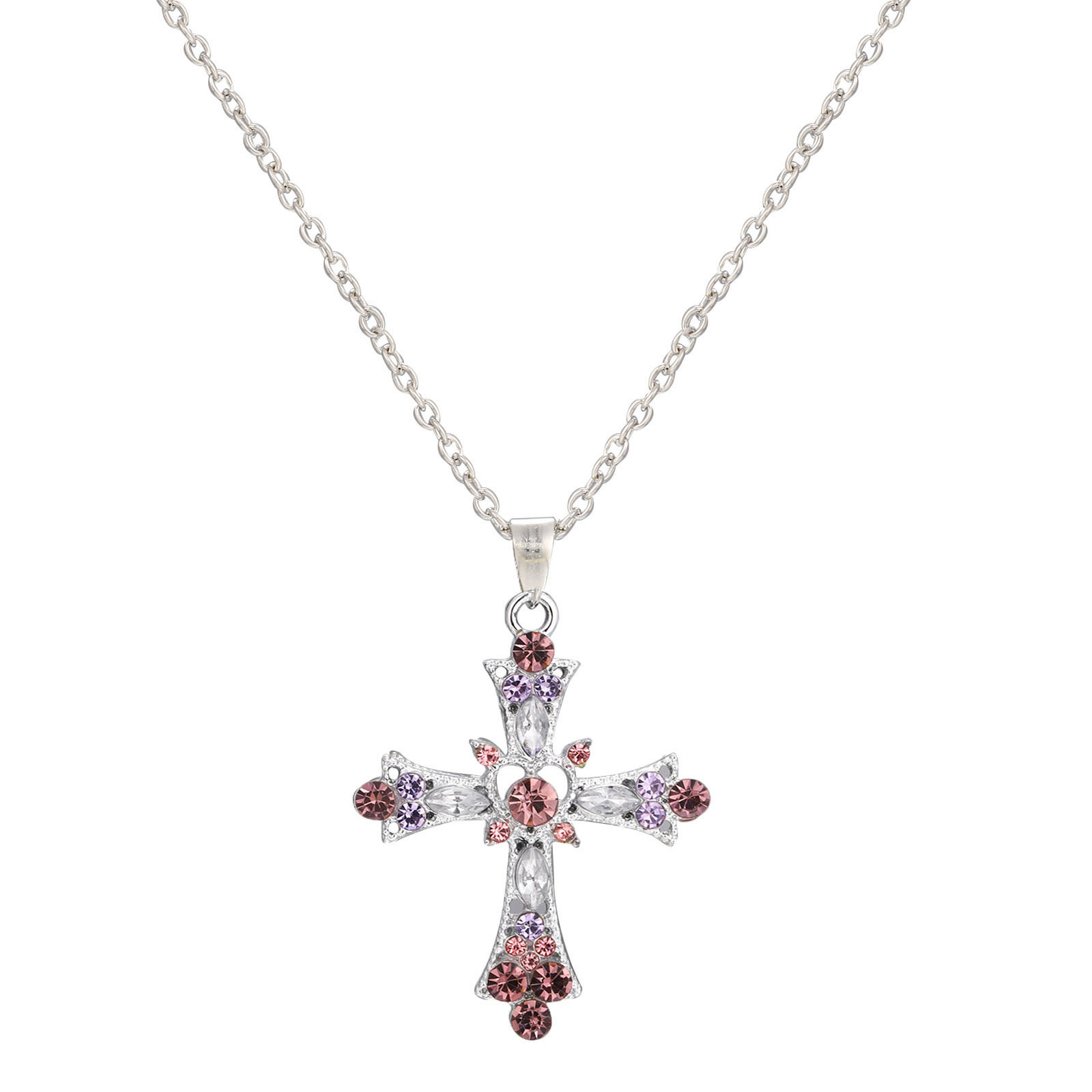 Sweet Cool Style Cross Necklace for Women Heavy Craft Zirconia Gothic Y2K Design Collarbone Chain