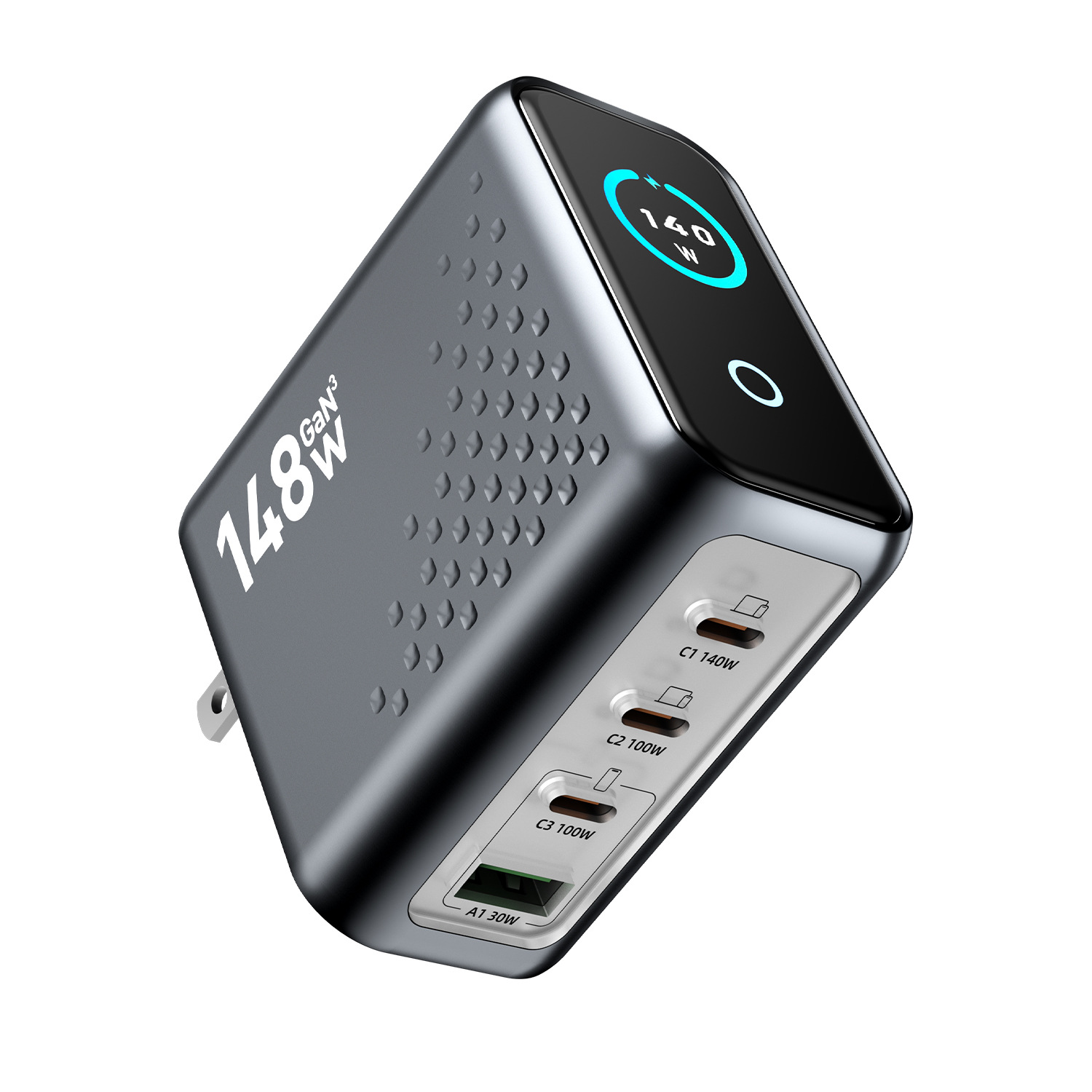 New GaN Charger 148W Multi-Port Fast Charging AI Screen Display Universal for Phones and Laptops PD100W
