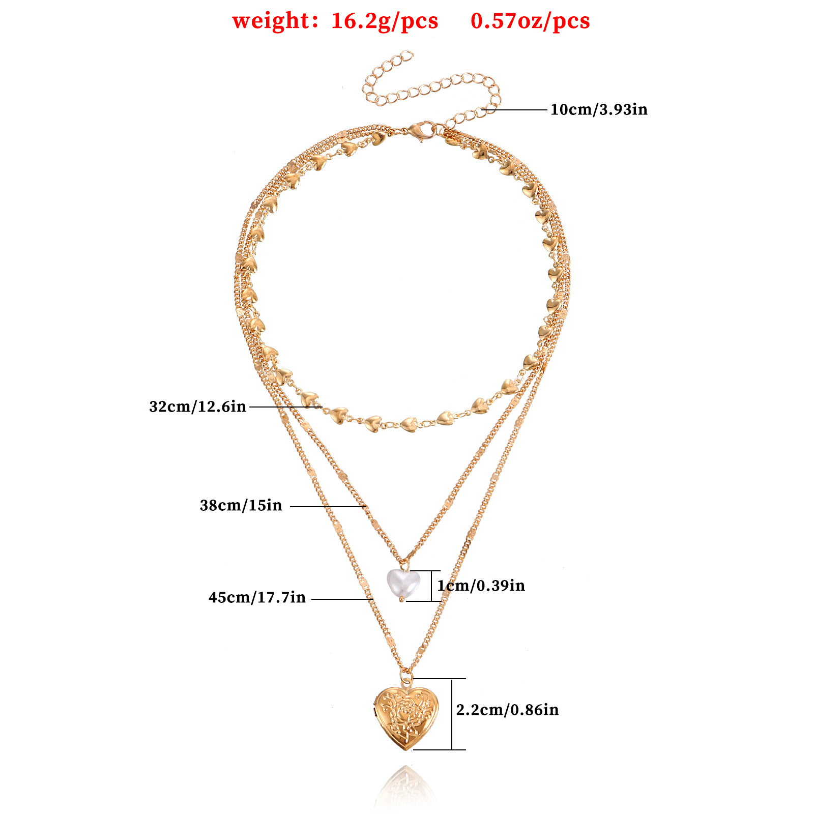 Accessories Multi-layer Love Chain Pearl Openable Heart Pendant Necklace for Women