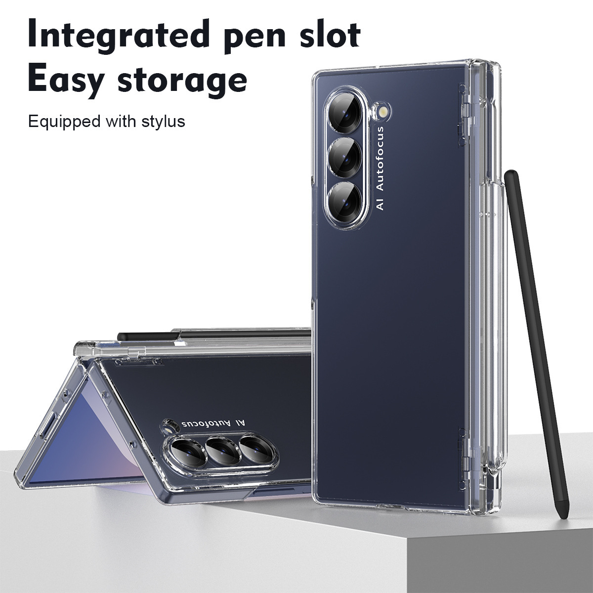 For Samsung Z Fold7 Phone Case New Pen Slot FOLD6 Ultra-Thin Business Solid Color Full Coverage Protective Case with Stylus