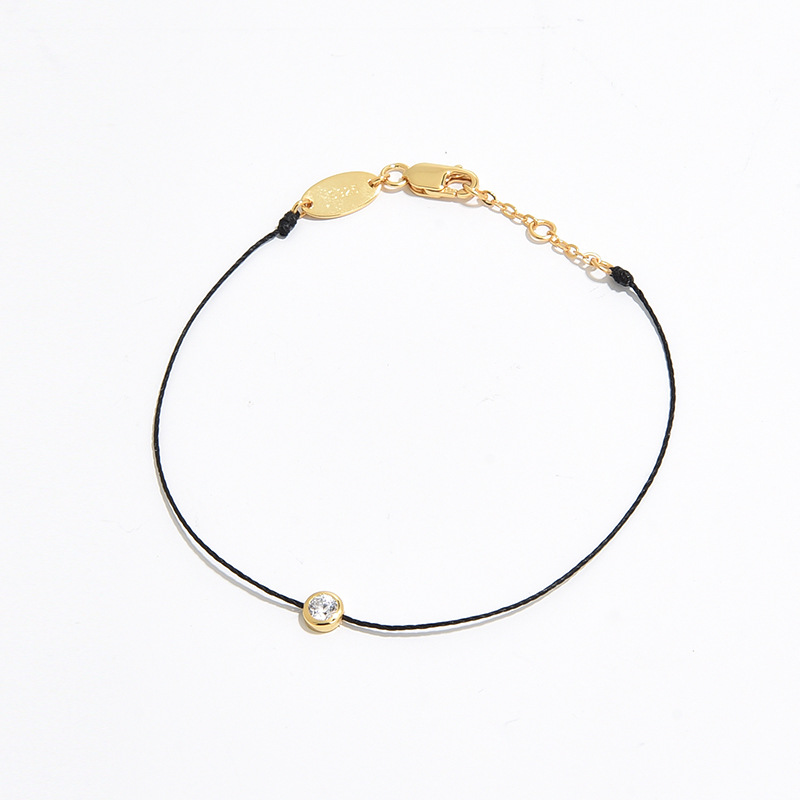 Redlink Rope Single Diamond Full Rope S925 Silver Gold-Plated Simple Benming Year Red Rope Bracelet Unisex