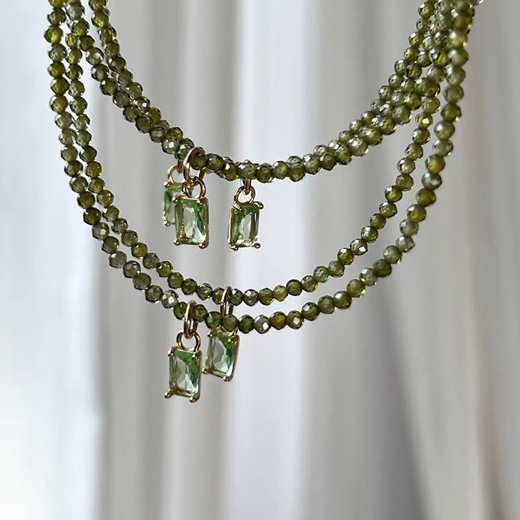 Yuanyou spring summer new mung bean olive cut natural zirconia super flash collarbone chain simple necklace