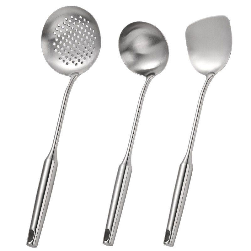304 stainless steel spatula, soup spoon, hot pot slotted spoon, cooking spatula, hollow handle kitchen utensil, spatula