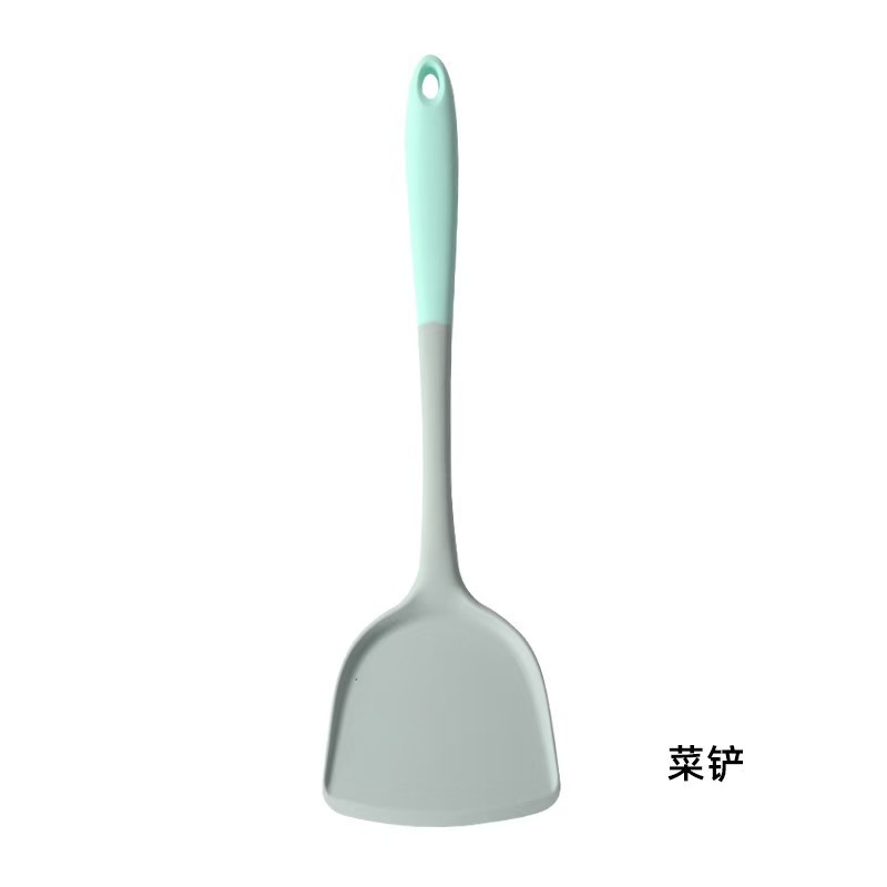 Gray-green silicone spatula household kitchen high temperature resistant non-stick pan silicone soup spoon spatula slotted spoon color matching kitchen utensil set