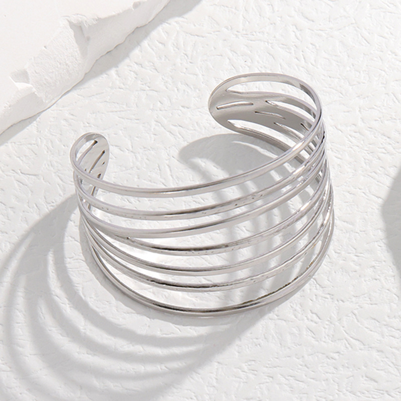 Titanium steel bracelet adjustable stainless steel bracelet women exaggerated open bangle