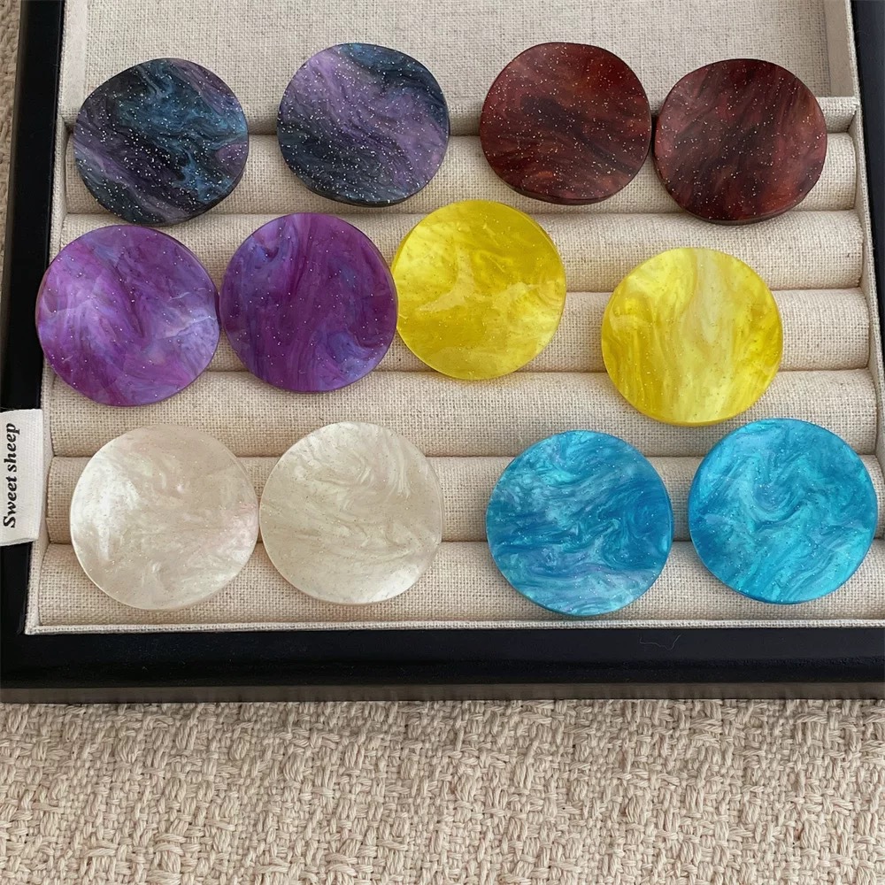 Candy Color Twisted Piece Round Acetate Earrings for Women Niche Vacation Style Ear Pin Ear Accessories