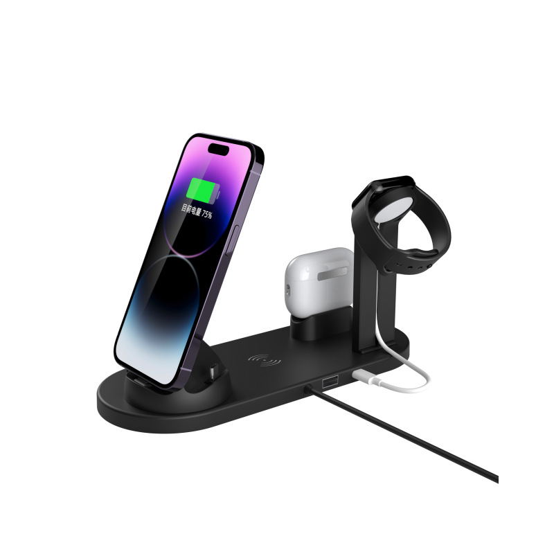 Four-in-One Wireless Charger 15W Fast Charging for Phone Watch Earphone Charging Base Desktop Stand