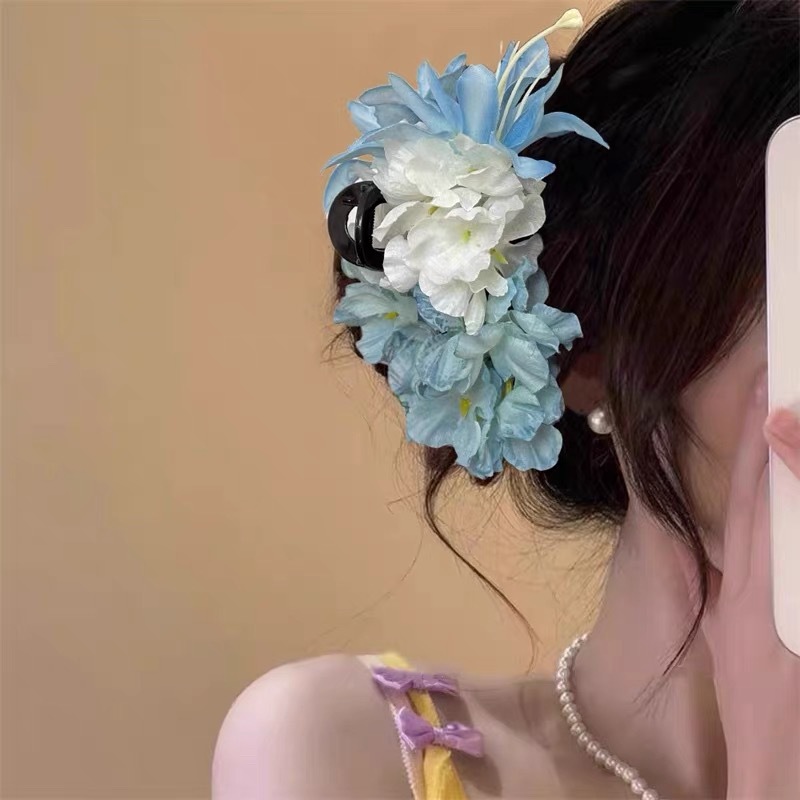 4#蓝色水仙花仿真渐变繁花约13cm抓夹