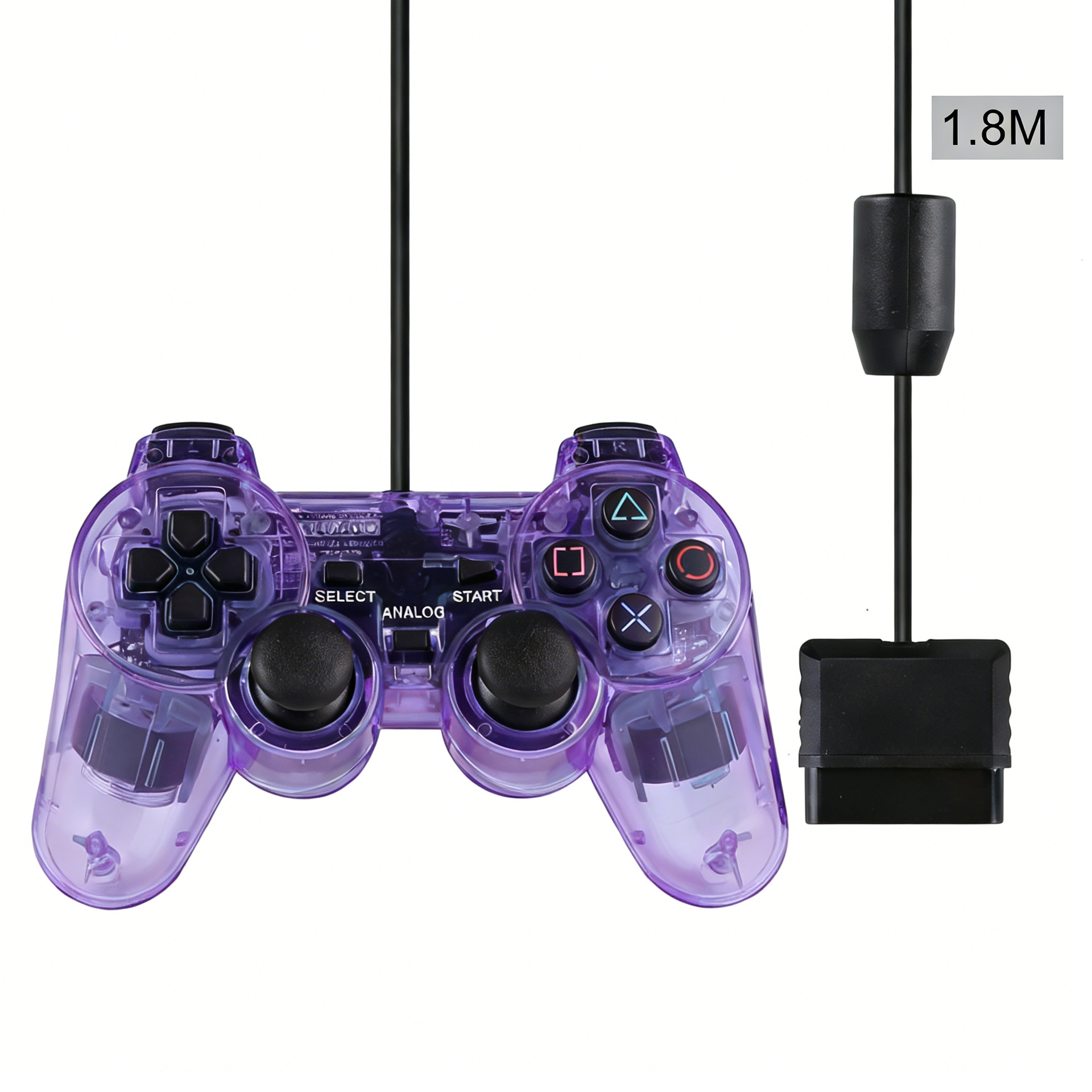 PS Wired Game Controller P2 Dual Vibration Controller Transparent Color Solid Color Dual Motor